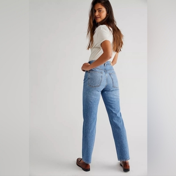 Free People Pacifica Medium Wash High Rise Straight Leg Jeans - Picture 2 of 10